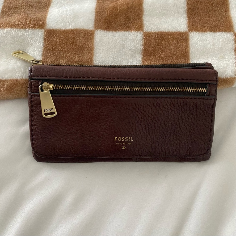 Fossil Wallet, Genuine Leather, Dark Brown/Wine, women’s wallets, real leather